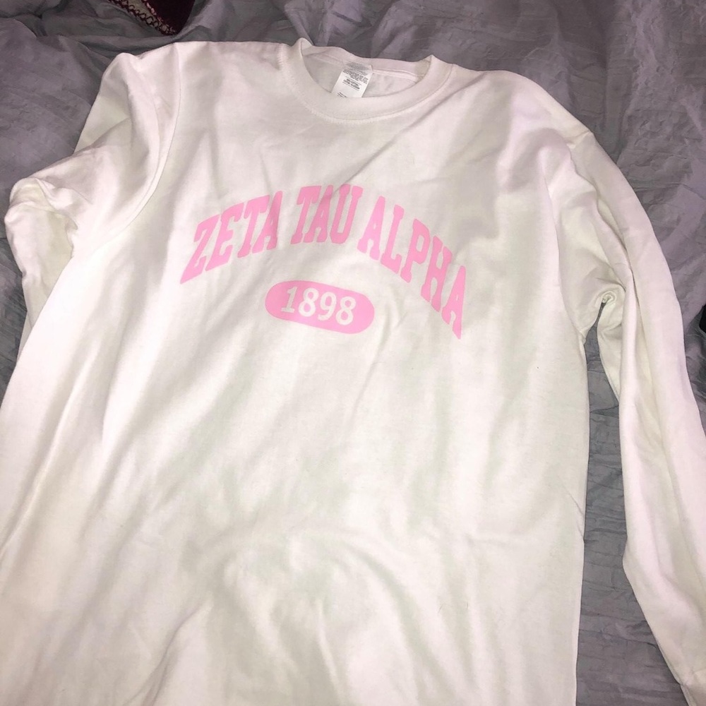 Long sleeve white Zeta Tau Alpha shirt